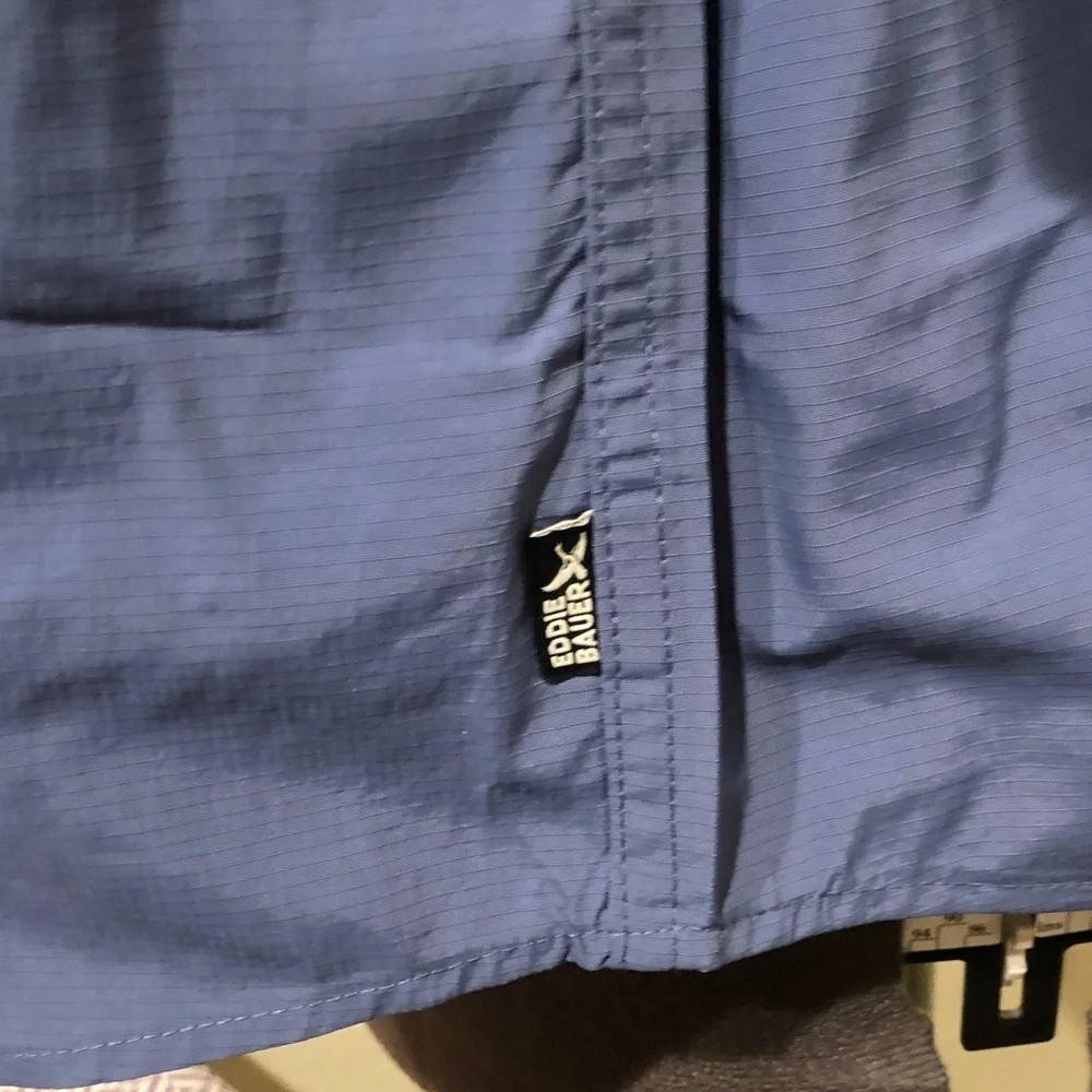 Eddie Bauer Mountain Ripstop Blue Button-Down Utility Shirt - Picture 11 of 16